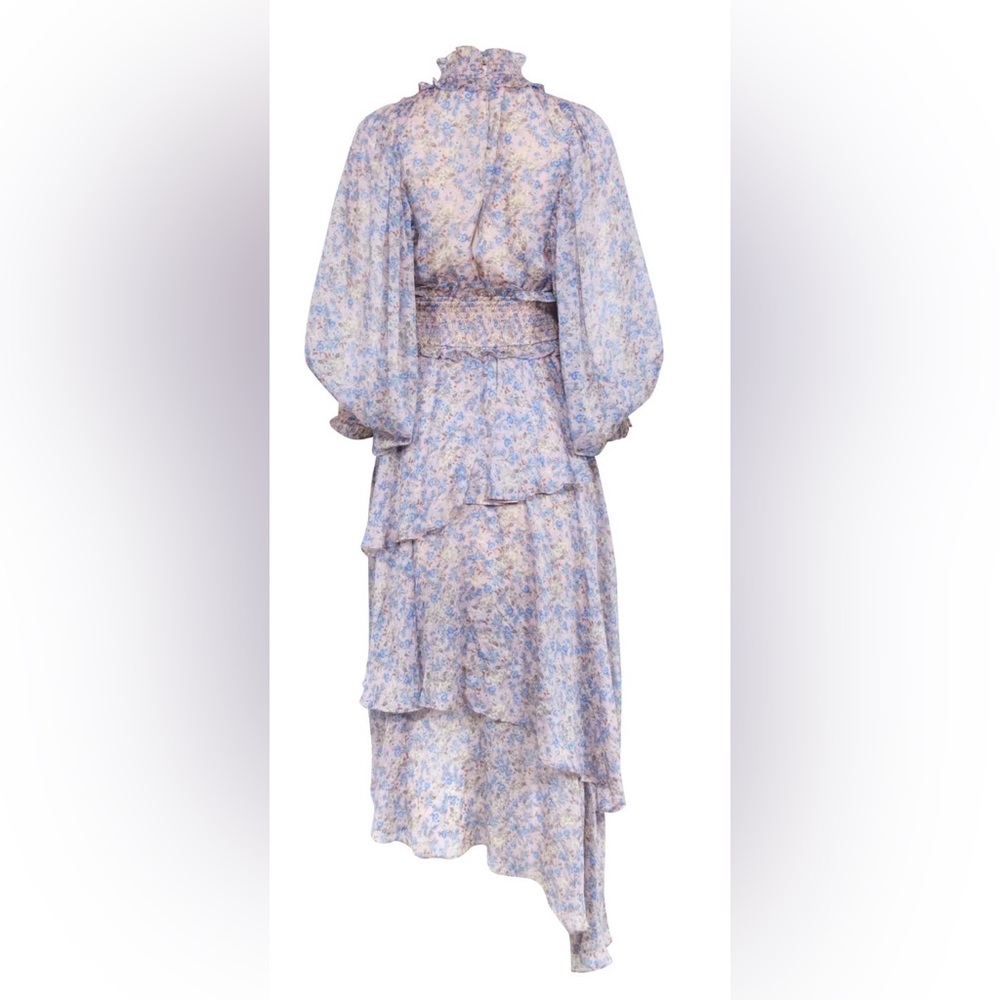 Eliatt Floral Ruffle Maxi Dress in Periwinkle Size Extra Small - Picture 4 of 5